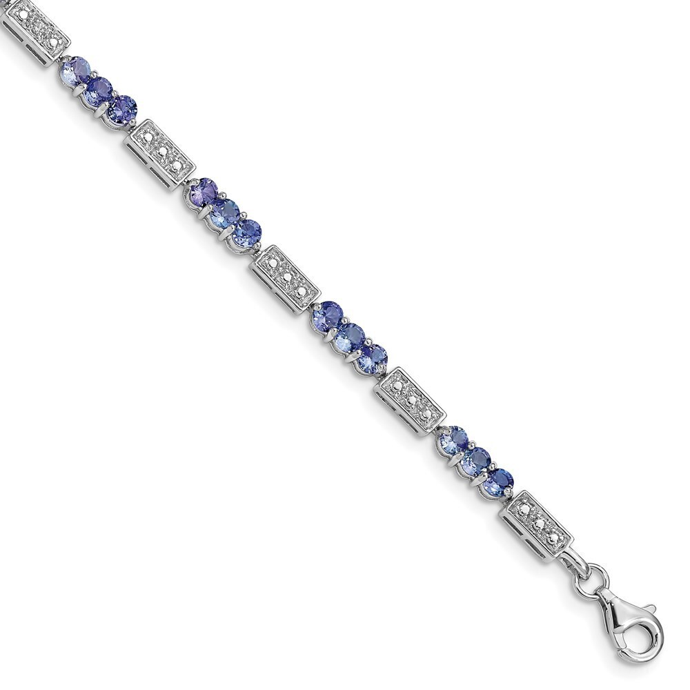 Kazi Luxury Sterling Silver Rhodium-plated Tanzanite and Diamond Bracelet